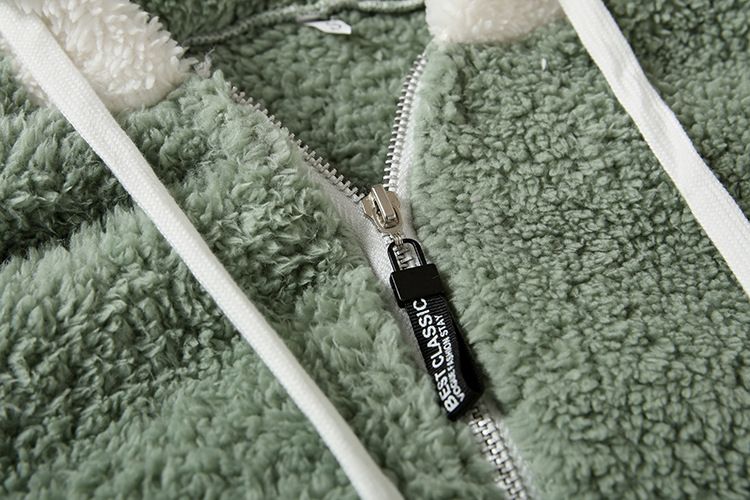 Damenbekleidung neue Herbst- und Winterjacke mit lockerer Plüsch-Kapuze und Reißverschluss für Damen_voghion.com