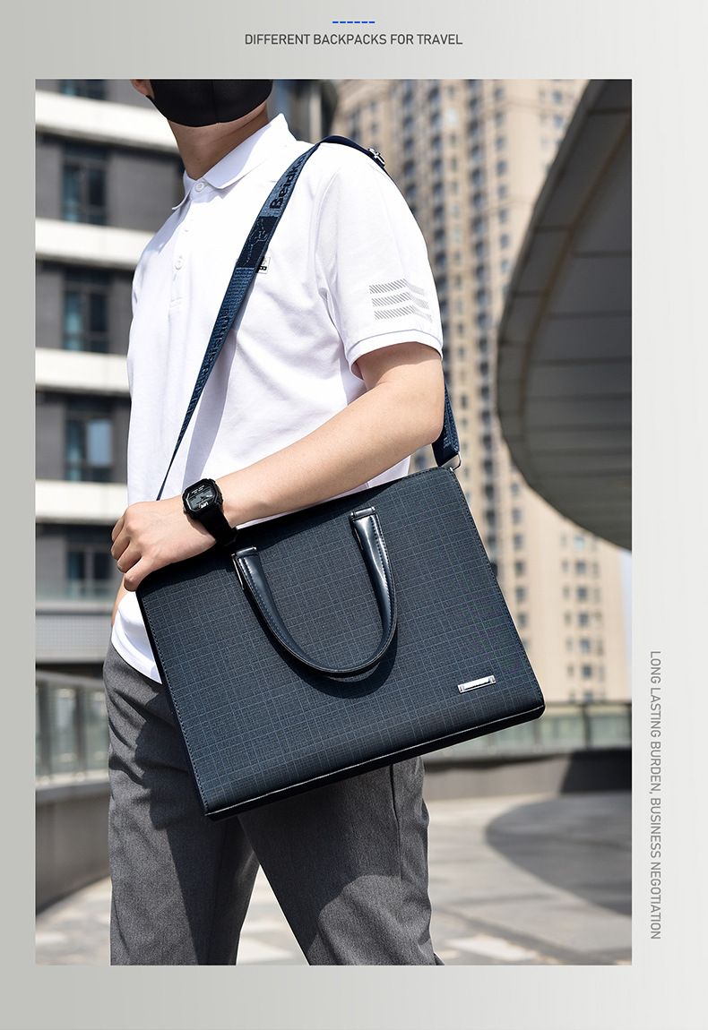 Stilvolle Umhängetasche für Herren – robuster PVC-Laptop-Rucksack mit Schachbrettmuster, 14-Zoll-Business-Casual-Umhängetasche für Arbeit und Reisen_voghion.com
