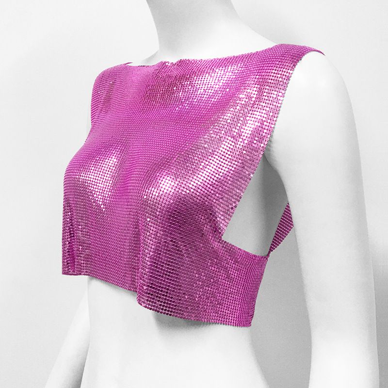 Women's metallic sequin top hot girl vest music festival party sweet and spicy style vest_voghion.com
