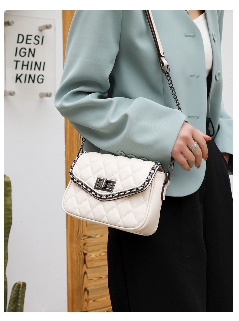 Neue aus echtem Leder, modisch vielseitig, Damentasche mit Diamantgitterkette, einfache und Nischenstruktur,_voghion.com