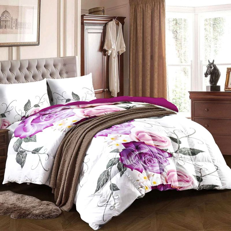 9 Piece Soft All-Season Washed Microfiber Cover Set , Queen/King/Calking Bedding Set With Pillowcases,Bedspread Print Curtains & Solid Curtains,Print, Moisture-Wicking, Soft ,Cooling, Easy Care_voghion.com