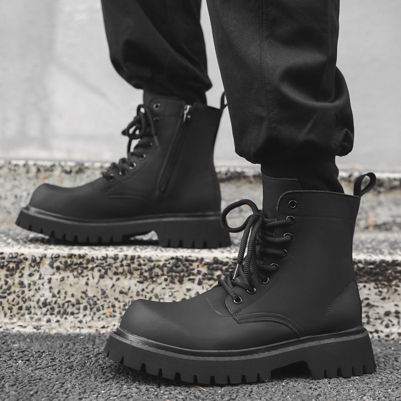 Lokomotiven-Werkzeugstiefel, hohe Spitze, dicke Sohle, erhöhte Martin-Stiefel, Outdoor-Wanderstiefel für Herren_voghion.com