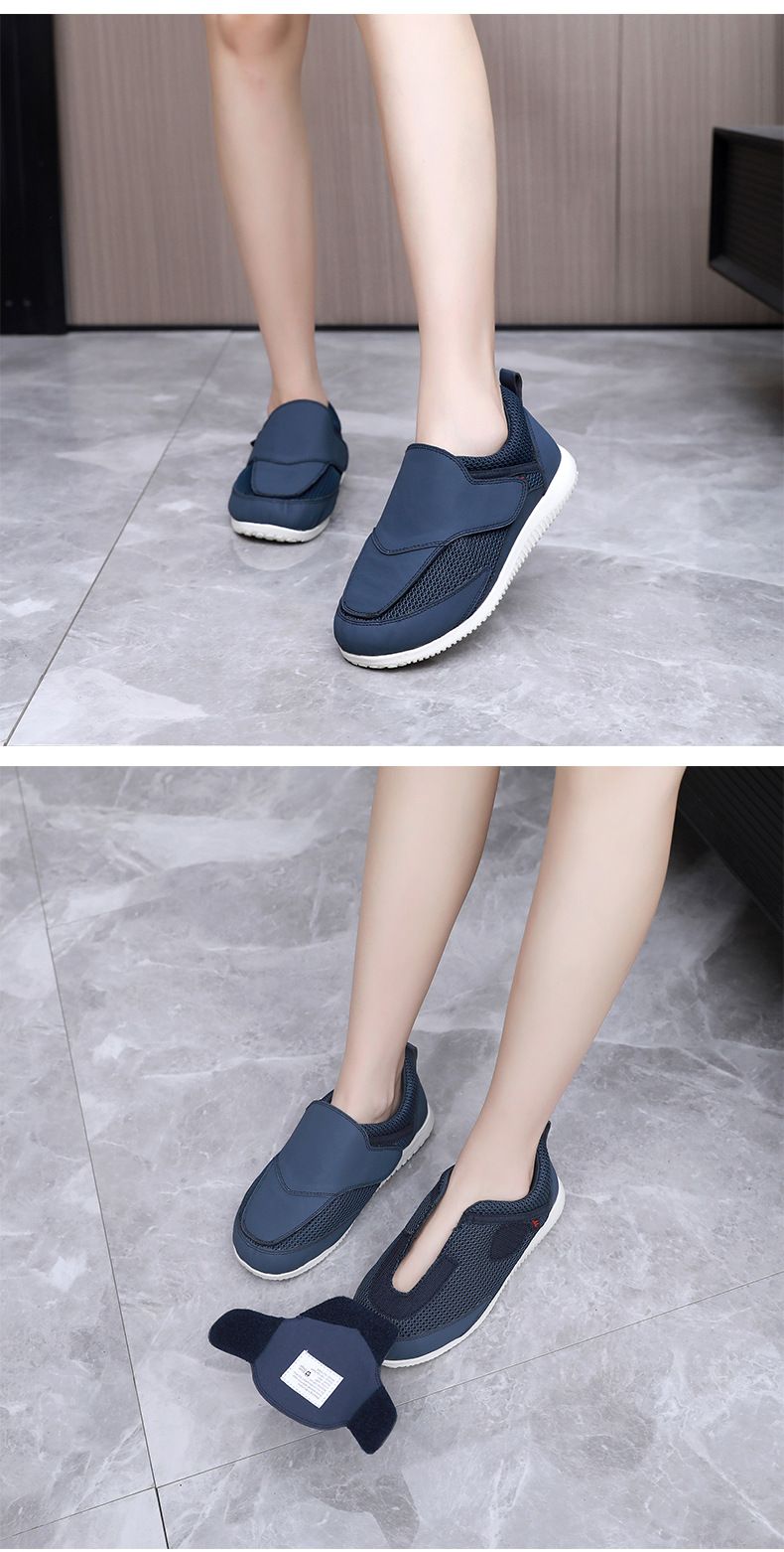 Qiwago New Lightweight Women's Sneakers Wide Adjustable Velcro Non-Slip Wear-Resistant Flat Shoes_voghion.com