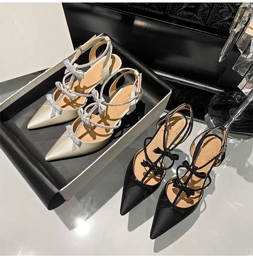 Sandales élégantes à bout pointu et bout fermé pour femmes, style féerique, tendance, polyvalentes, décontractées, légères, pour tous les jours_voghion.com