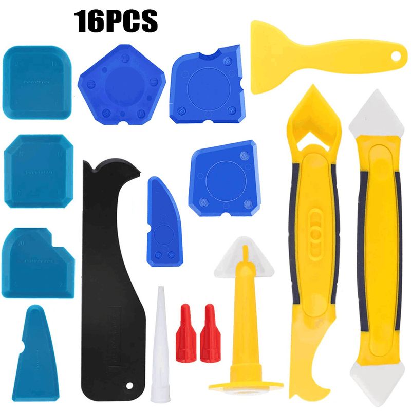 Professional 16-Piece Grout Tool Set - Grout Spreader, Caulking Scraper, Silicone Applicator For Tile & Glass_voghion.com
