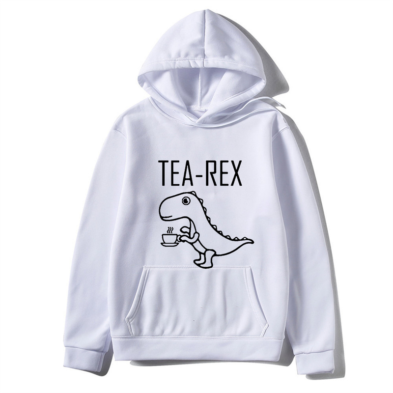 Nuovo simpatico dinosauro che beve caffè Maglioni da uomo e da donna con cappuccio di tendenza di strada_voghion.com