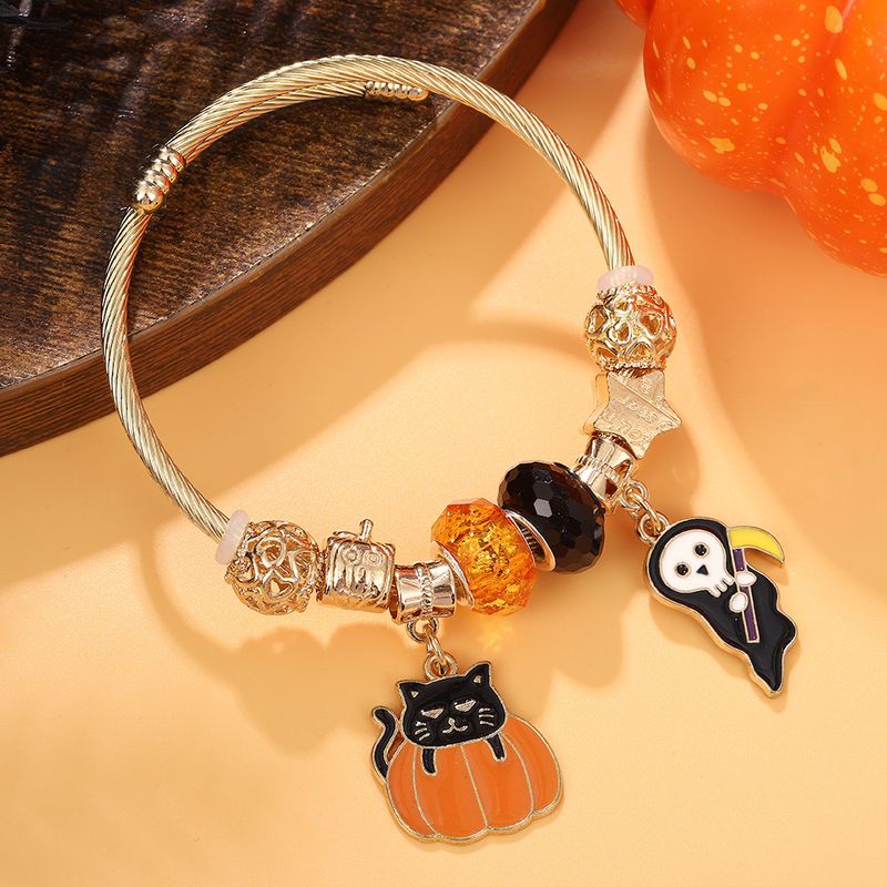 Braccialetto fai da te per bambini con catena a forma di serpente aperto in lega con perline a forma di cartone animato, stile Halloween, per la famiglia Pan_voghion.com