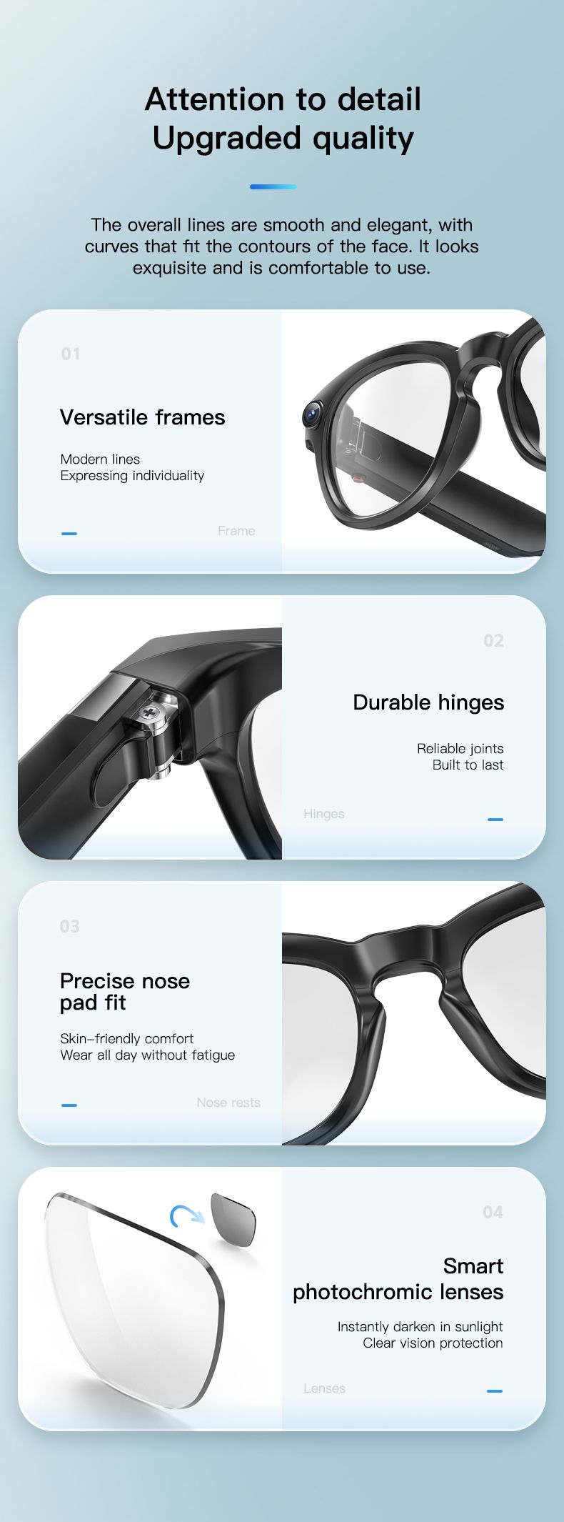 Q8 Smart Sunglass With Camera 8MP Pixel 32GB Memory ChatGPT AI Translate 290mah Automatic Color Change Intelligent Glass_voghion.com