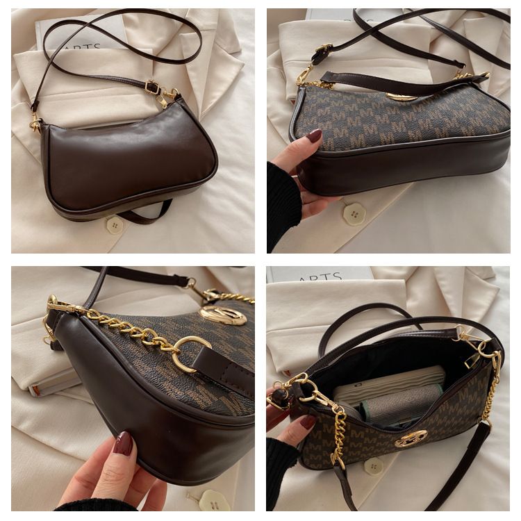 Borsa a tracolla con stampa a lettere, elegante e di personalità, con tracolla a mezzaluna, nuova moda di quest'anno per le donne_voghion.com