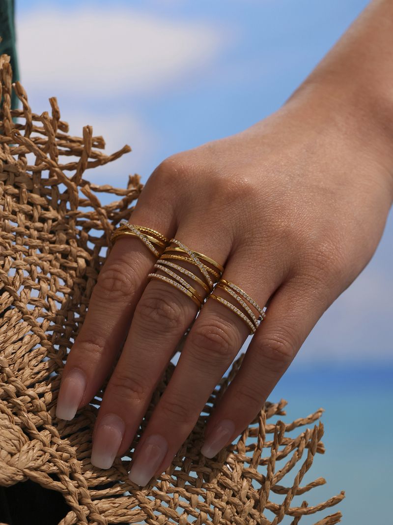 Zircon Three-layer Ring Opening Adjustable Ring Jewelry Women_voghion.com