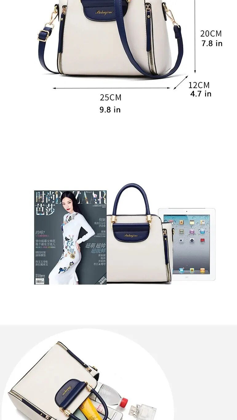 Fashion Color Contrast Handbag, ing Striped Crossbody Bag, Women's Elegant Office & Work Purse_voghion.com