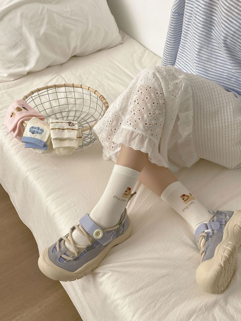 Chaussettes mi-mollet rayées pour filles, nouvelle collection automne/hiver 2025_voghion.com
