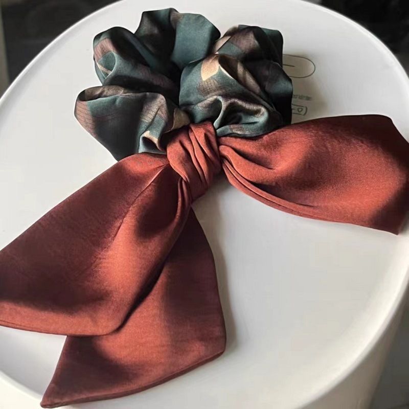 New Floral Bow, Ribbon, Large Intestine Women's Korean Version Ponytail Headband, High Elasticity Meatball Headband_voghion.com
