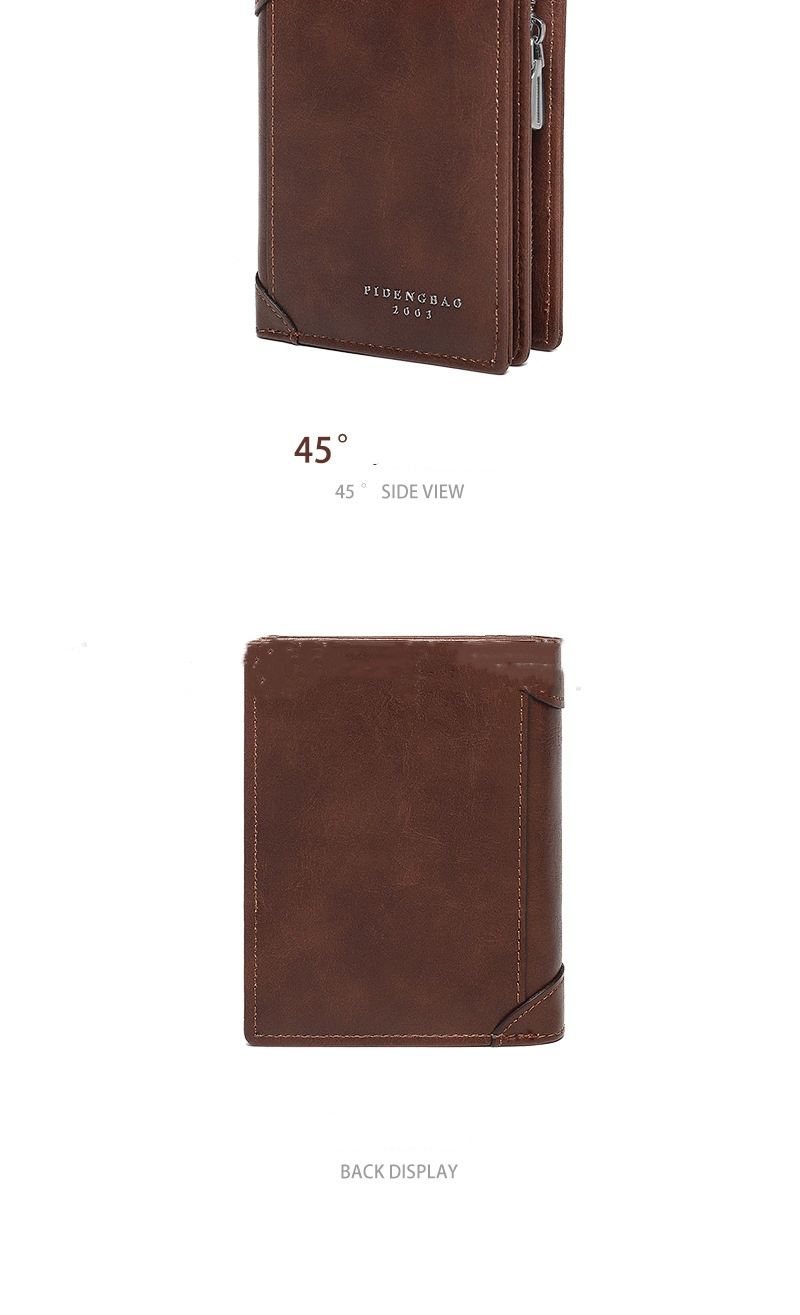New Retro Men's Wallet Business Short Multi-slot Zipper Coin Wallet Men's Wallet_voghion.com