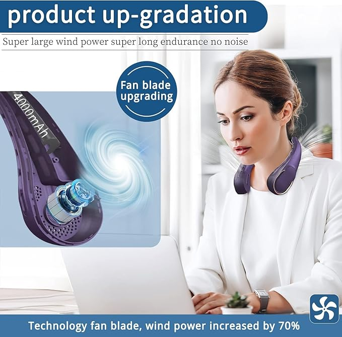 Ventilator za vrat, polnilni osebni ventilator z USB-jem_voghion.com