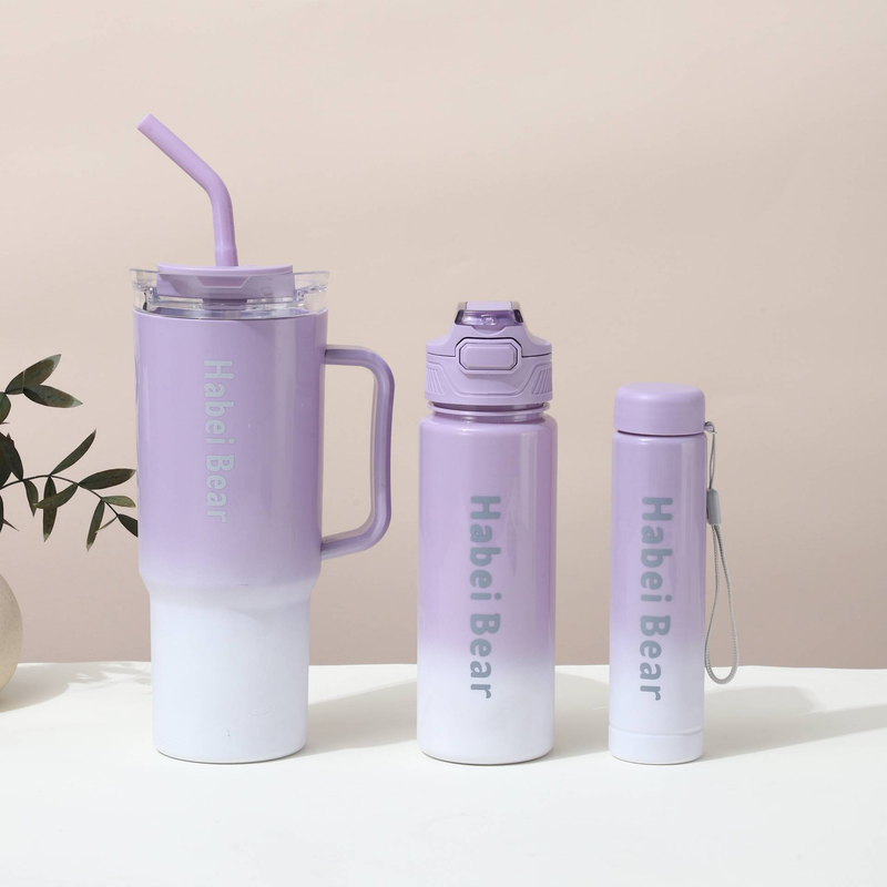 40oz Car Cup Gradient Color Water Cup Portable Handheld Plastic Cup High Value Straw Cup Three Piece Kettle_voghion.com