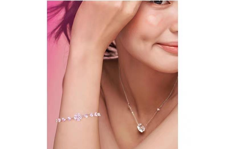 Pfirsichblüten-Armband für Damen, modisches und vielseitiges Geschenk im neuen Stil für Freundinnen, frischer und spritziger rosa Blumen-Handschmuck_voghion.com