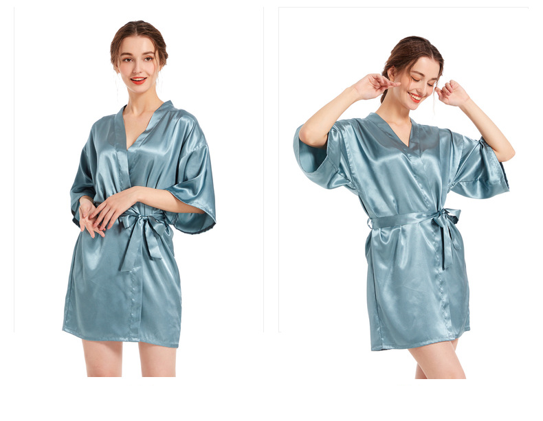 Sieviešu pidžamas Sieviešu savīti satīna naktskrekli Halāts Vienkrāsains Glancēts Vasaras Plāns Seksīgs Īss Kardigans Halāts_voghion.com