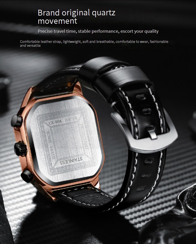 Men's Watches Square Multifunctional Men's Watch Wholesale Chronograph Calendar Luminous Belt Fashion Hot Quartz Watch_voghion.com