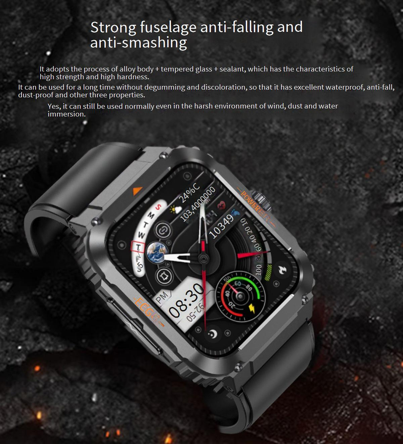 Smartwatches Smart Watch Outdoor Drei Beweis Bluetooth Anruf EKG Elektrokardiogramm Blutzucker Herzfrequenz Körpertemperatur Überwachung Übung_voghion.com