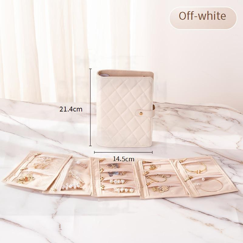 Elegant Jewelry Organizer Book Luxury Travel Jewelry Case With Soft Padding Multi Layer Storage For Necklaces Rings Compact Portable_voghion.com