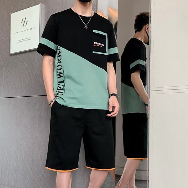 Herrenbekleidung Sommersportanzug Herren Lässiger dünner Kurzarm-Shorts-Zweiteiler Anzug Schnelltrocknende Laufsportbekleidung für Herren_voghion.com