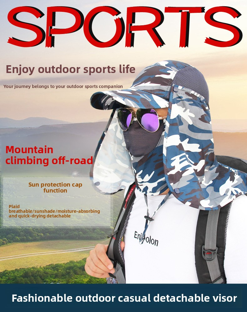 Unisex-Sonnenschutz-Baseballkappe mit Gesichts- und Nackenschutz – Atmungsaktives Mesh für Angeln und Outdoor-Aktivitäten_voghion.com