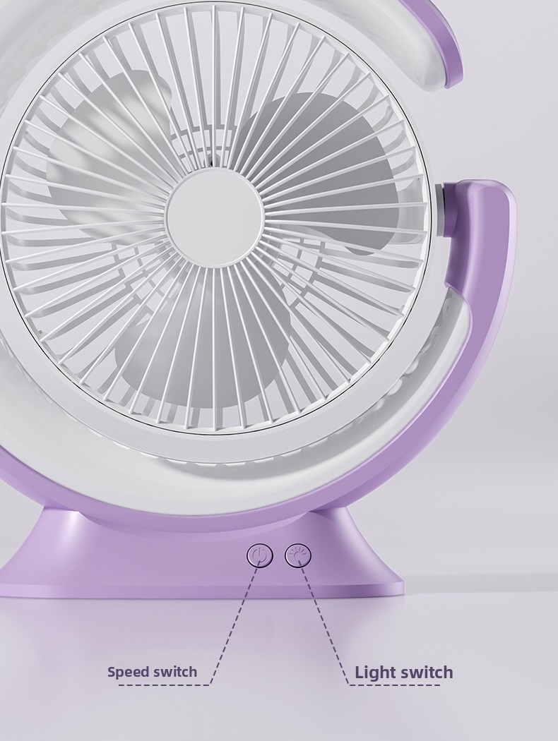 USB Rechargeable Desk Fan With LED Night Light - 360° Rotatable Multi-Functional Cooling Fan For Home & Office_voghion.com