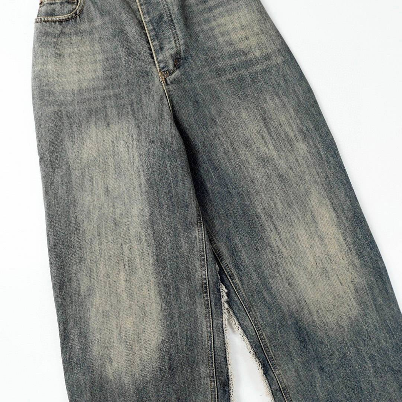 Jeans a vita alta di alta qualità Main Branch AB Side Deconstruction Color Collision, pantaloni larghi da uomo_voghion.com
