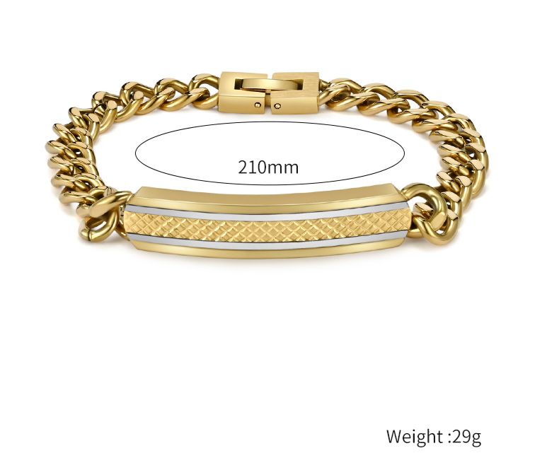 Neues Fabrik-Direktverkaufs-Herrenarmband aus Edelstahl mit kariertem, gebürstetem Design, leichtes Luxus-High-End-Modedesign, einfache, verdeckte Schnalle_voghion.com