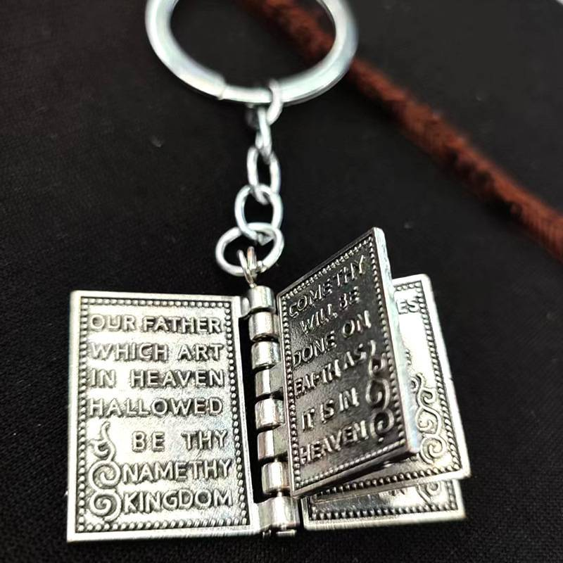 Metal Fun Mini Toy Book Key Pendant Keychain Creative Retro Alphabet Book_voghion.com