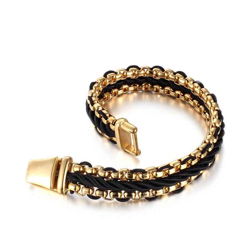 Bracciale da uomo in acciaio al titanio con catena a corda - Design geometrico, resistente ed elegante, gioiello unisex per regali e uso quotidiano_voghion.com