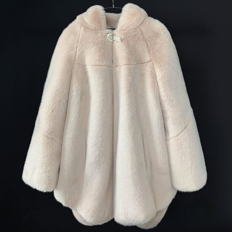 Women's Clothing Luxurious Faux Mink Coat Women's Hooded Mid-Length Faux Fur Jacket With Elegant Design - Soft & Warm Winter Outerwear_voghion.com