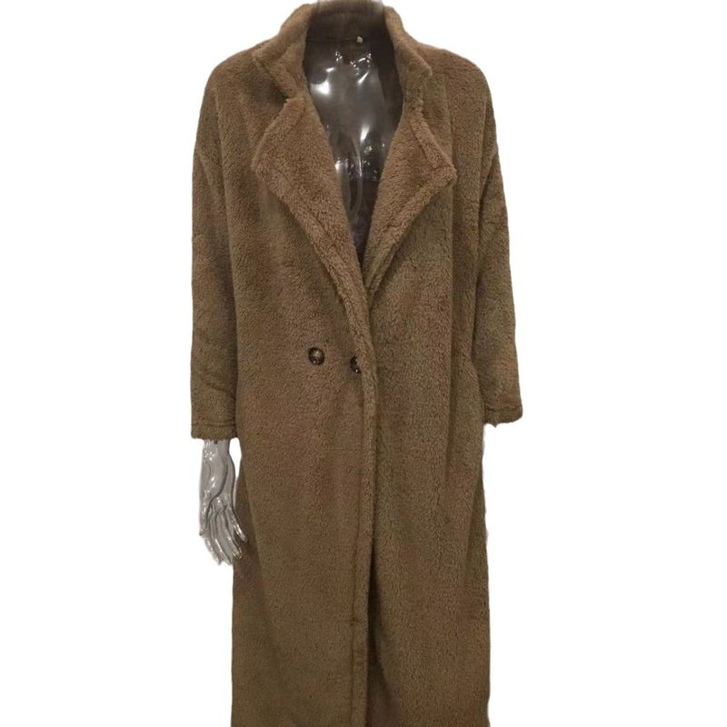 Chic Double-Breasted Wool Coat For Women – Cozy Faux Wool Blend, Oversized Lapel, Long Sleeve Winter Coat (Multiple Colors & Sizes)_voghion.com