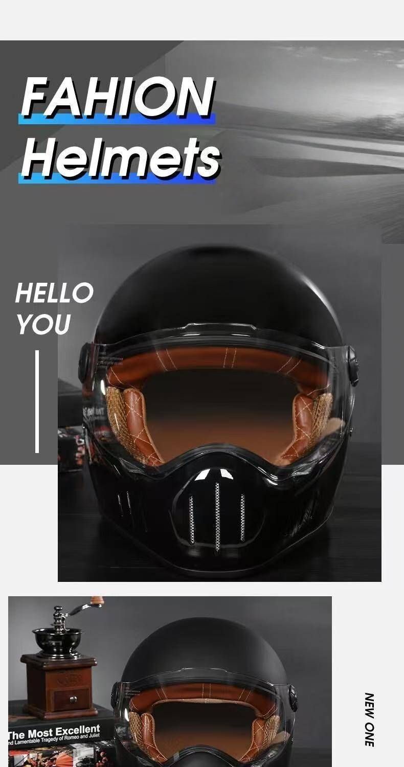 3C-Certified Retro Full-Face Motorcycle Helmet With Bluetooth – Classic Cruiser Helmet For Men & Women (Matte Black, Gloss Black, Titanium Grey)_voghion.com