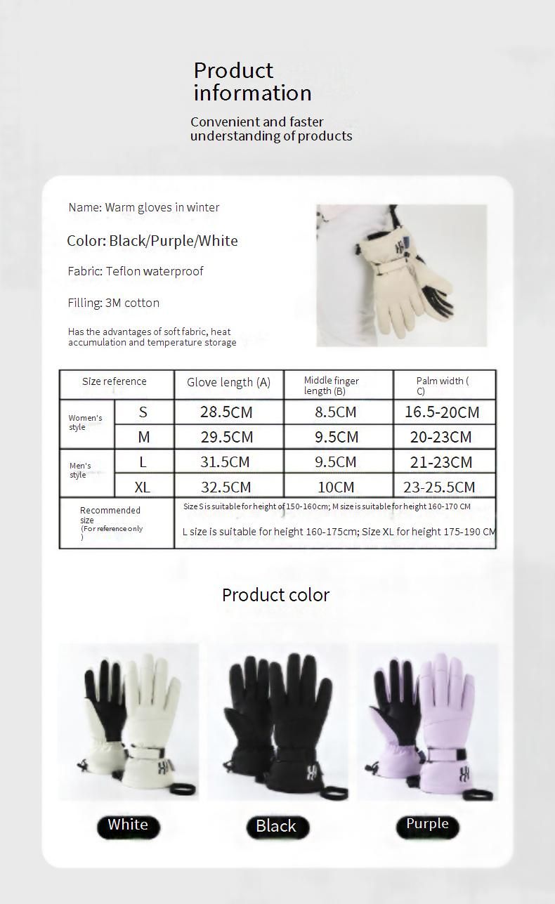Gants de ski pour filles, pour le sport, l'extérieur, en velours épais, résistants au froid, pour le cyclisme, pour écran tactile, imperméables et chauds_voghion.com