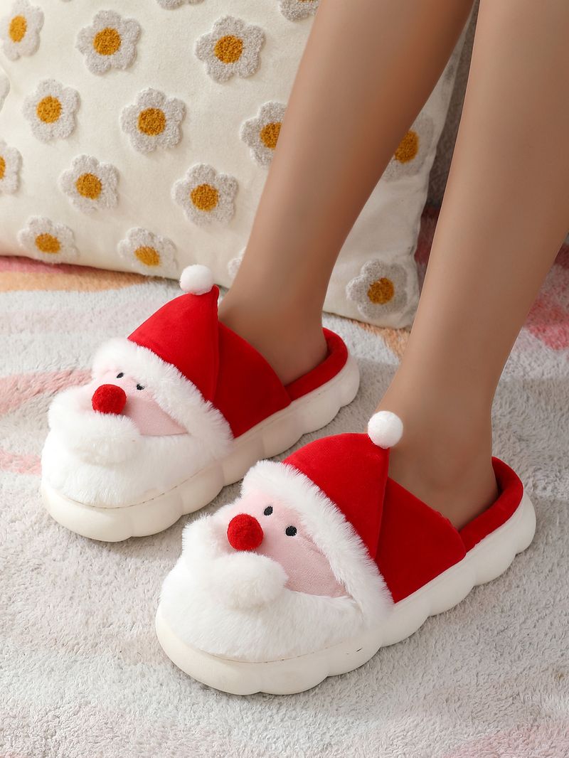 Pantofole di cotone da interno, autunno e inverno, pantofole di cotone da Babbo Natale, da uomo e da donna, calde pantofole invernali pelose per la casa_voghion.com
