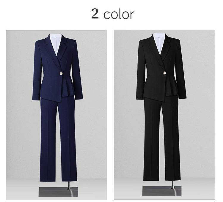 Elegant Autumn/Winter Business Suit Set – Slim-Fit TR Blazer With Pants(Professional Office Wear, Navy/Black, S-4XL)_voghion.com