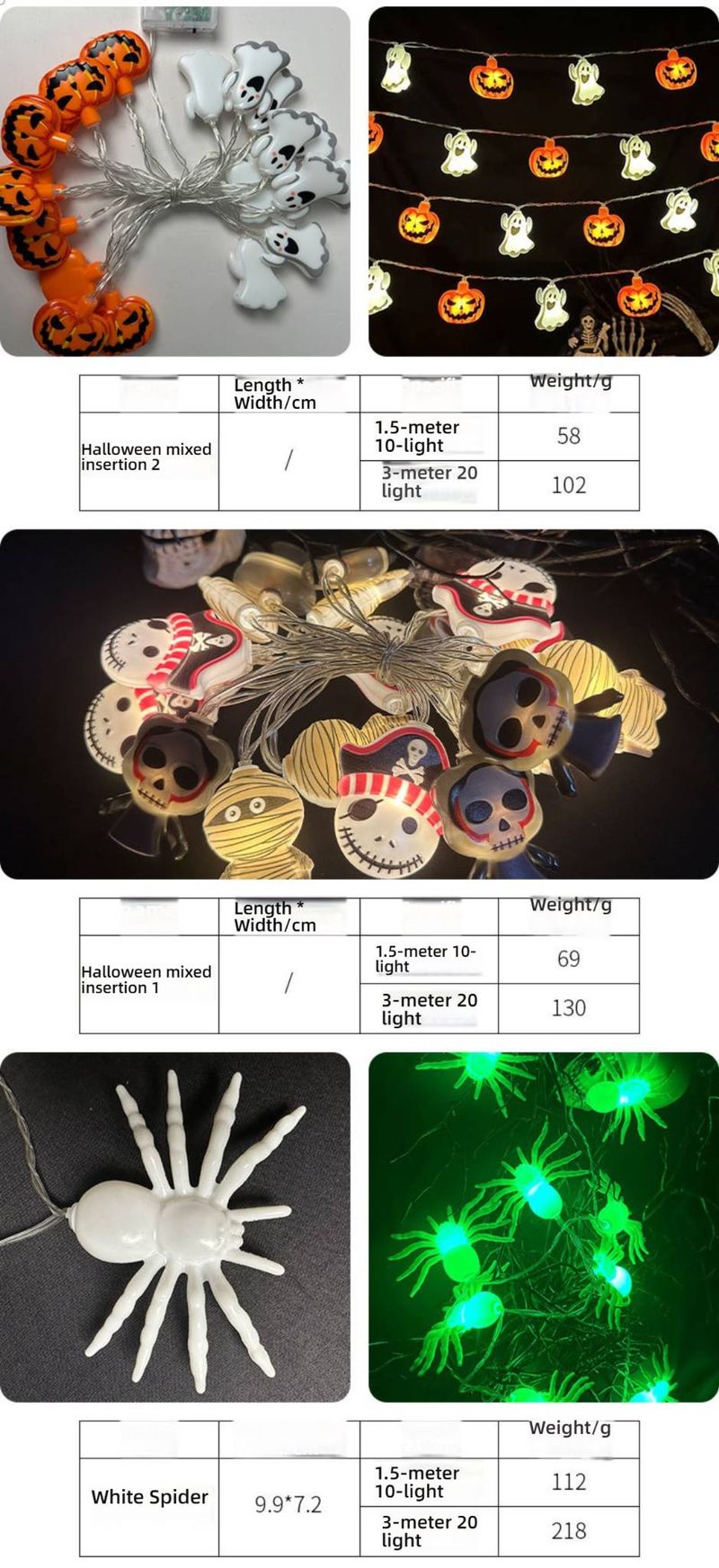 Halloween LED String Lights - Battery Powered, 10-30 LED Spooky Shapes (Ghosts, Witches, Pumpkins), 3 Lighting Modes, Indoor/Outdoor Decor_voghion.com