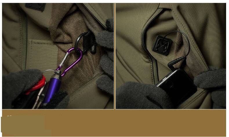 Abbigliamento da uomo Giacca tattica softshell impermeabile e antivento - Cappotto da esterno con cappuccio in stile militare per escursionismo, caccia e campeggio (verde militare, grigio)_voghion.com