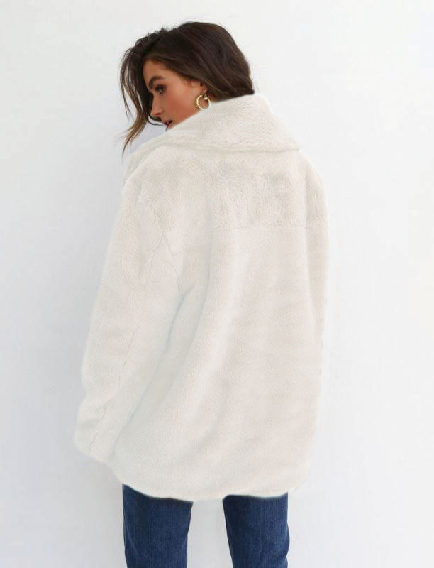 Women's Clothing Autumn and Winter Jacket Sexy Plush Lapel Slim Jacket_voghion.com