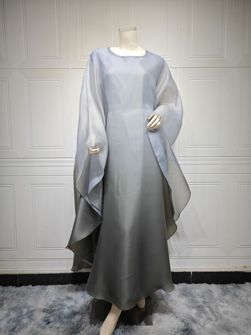 Verve MQ118 Modest Muslim Fashion Gradient Satin One Size Loose Robe Dress_voghion.com
