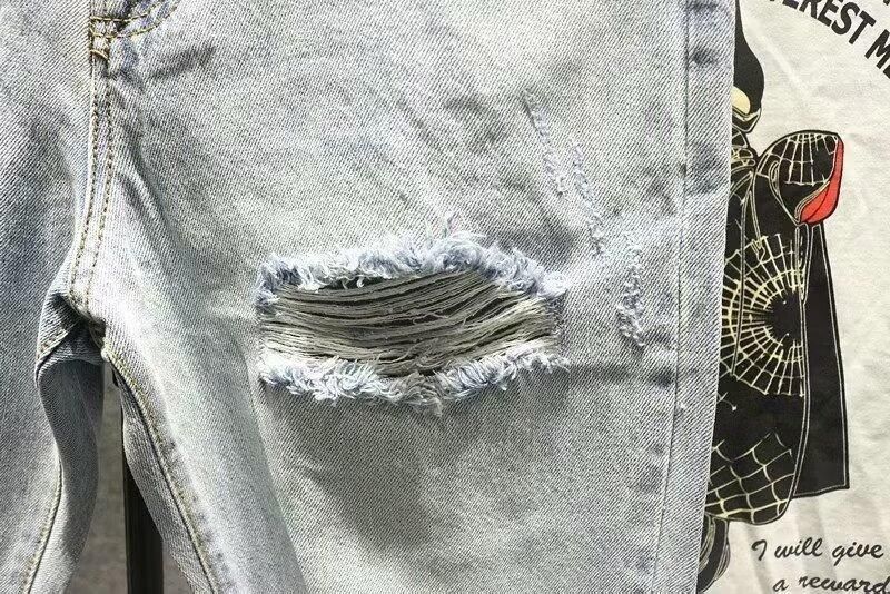 Blugi americani spălați, dresați, pantaloni lungi pentru bărbați, de primăvară și toamnă, cu picior drept, lejer, în stil High Street Vibe_voghion.com