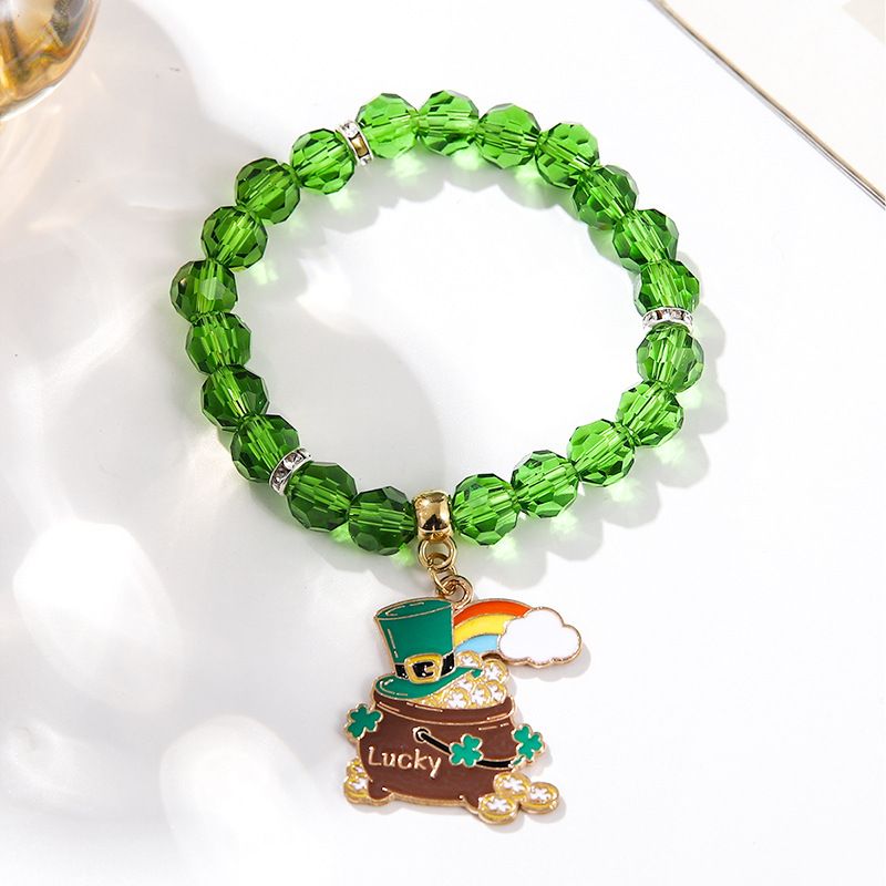 St. Patrick beaded bracelet niche pearl acrylic bracelet alloy pendant jewelry_voghion.com