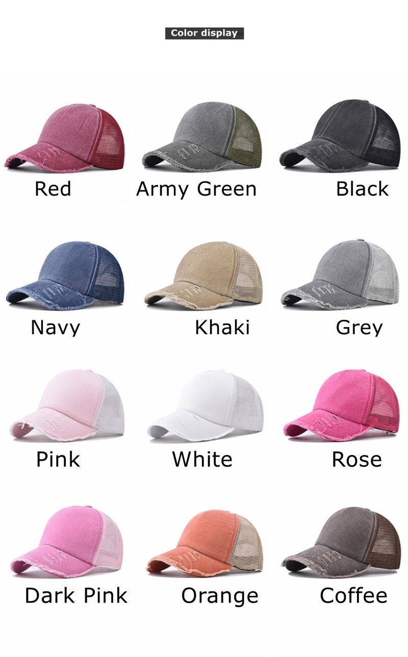 Baseballkappe aus gewaschener Baumwolle mit Perforation in 12 Farben, gewaschen, um eine alte Entenschnabelkappe mit heller Platte herzustellen_voghion.com