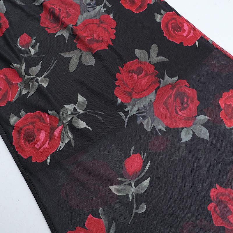 Women's Clothing Fashion Mesh Printed Tube Top Skirt Suit Summer New Slim Fit_voghion.com