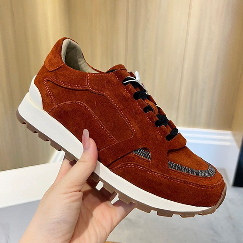 Lässige Damenschuhe mit dicker Sohle, Neu 2024, weiße Schuhe, echtes Leder, mattiert, farblich blockiert, Sportschuhe mit kostbaren Perlen_voghion.com