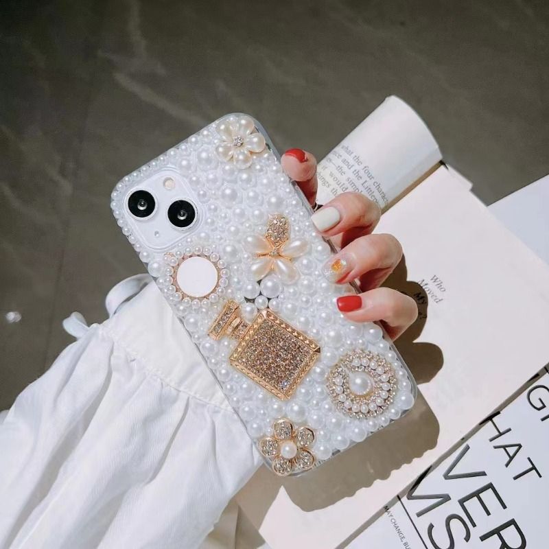 Diamond for Samsung S24, S21, S20, FE, S22, 23Ultra, Note20, Fashion, Bling, Rhinestone, Pearl, Perfume Bottle, Case_voghion.com