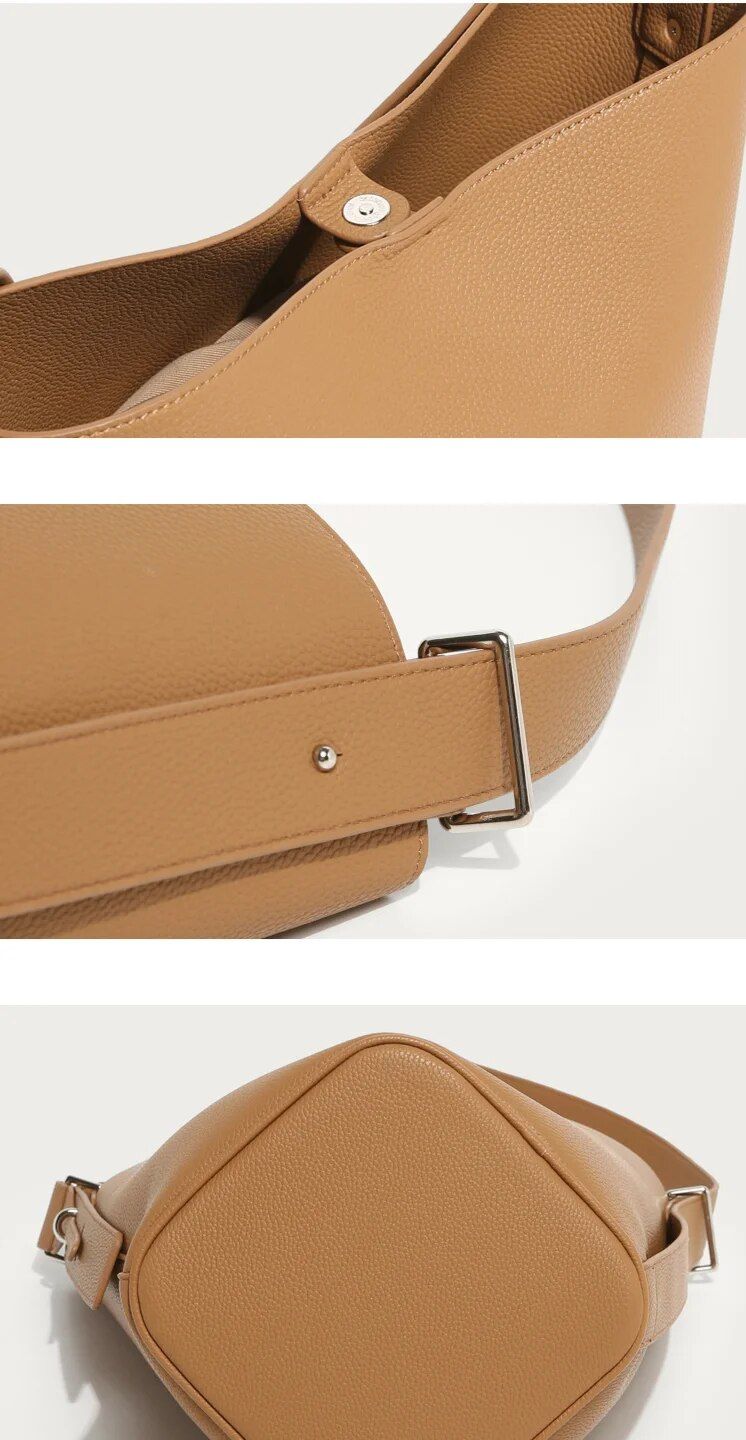 Versatile design di nicchia a secchiello casual, borsa a tracolla semplice, grande capacità, stile pigro, borsa da donna_voghion.com