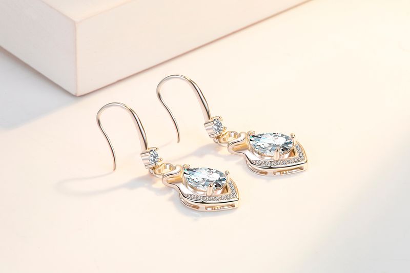 Neuer trendiger Ohrhaken mit Wassertropfen für Frauen, personalisiertes leichtes Luxustemperament, Mikro-Intarsien-Zirkon, modisch, mittellang_voghion.com